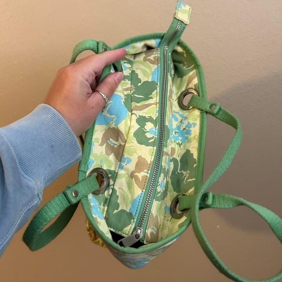 American Eagle Shoulder Handbag 2000s Floral Sequin Purse Blue Green - Picture 5 of 8